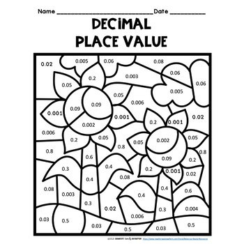 Decimal Place Value: Color by Number-Fall Theme by Rebecca's Ready