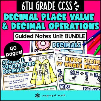 Preview of Decimal Place Value & Decimal Operations Guided Notes BUNDLE | 6th Grade CCSS