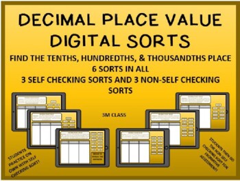 Preview of Decimal Place Value Digital Sorts