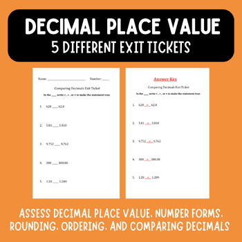 Preview of Decimal Place Value Exit Tickets