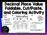 Decimal Place Value Foldable with Cut and Paste Coloring Activity