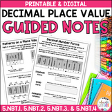 Decimal Place Value GUIDED MATH NOTES number forms compari