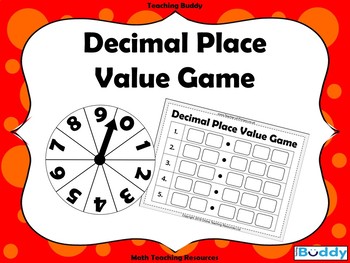 decimal place value game by the teaching buddy tpt