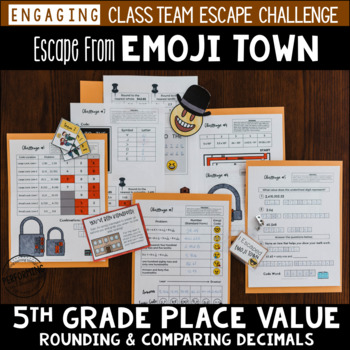 Preview of Decimals Escape Room Game 5th Grade | Place Value, Add, Subtract, Multiply