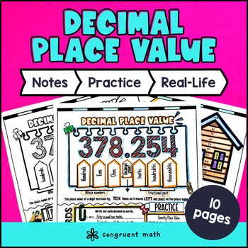 Preview of Decimal Place Value Chart Guided Notes & Doodles | Read Write Compare Round