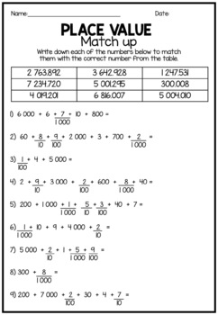 Preview of Decimal Place Value Into The Thousandths - 3 Free Worksheets