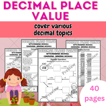 Preview of Decimal Place value - Rounding Decimal, Comparing, Fraction to Decimal worksheet
