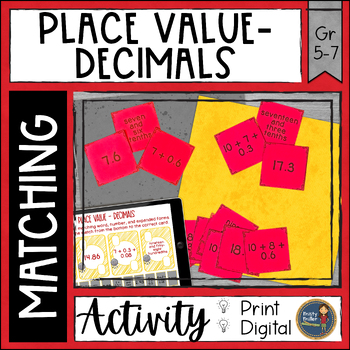 Preview of Decimal Place Value Match Print & Digital