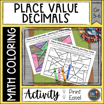 Preview of Decimal Place Value Math Color by Number Pages