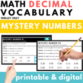 Decimal Vocabulary Math Mystery Numbers - Problem-Solving,