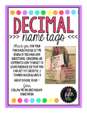 Decimal Place Value Name Tags