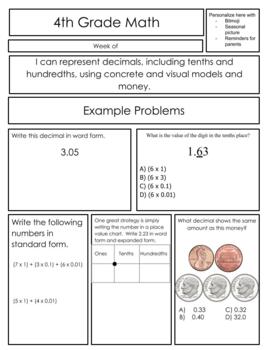 Preview of Decimal Place Value Newsletter