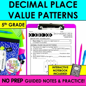 Preview of Decimal Place Value Notes & Practice | + Interactive Notebook Pages