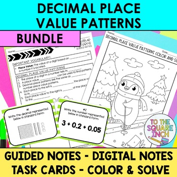 Preview of Decimal Place Value Patterns Notes & Activities | Digital Notes | Task Cards