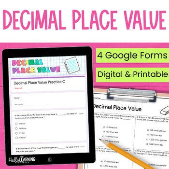 Preview of Decimal Place Value Practice, Review and Assessment for Google Forms™ 