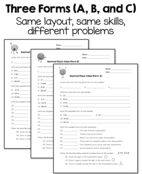 decimal place value worksheets up to thousandths printable and digital
