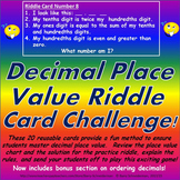 Decimal Place Value Riddle Card Challenge Game (with Order