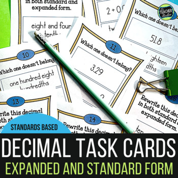 Preview of Decimal Place Value - Standard and Expanded Form Decimal Task Cards