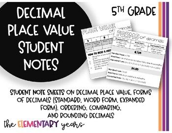 Preview of Decimal Place Value - Student Notes (Includes Rounding & Comparing!)