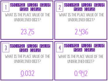 Preview of Decimal Place Value Task Cards