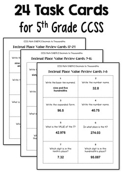decimal place value task cards 5th grade common core by laura candler