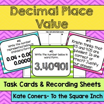 Preview of Decimal Place Value Task Cards | Math Center Practice Activity