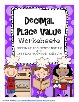 Preview of Decimal Place Value Worksheets--Fifth Grade