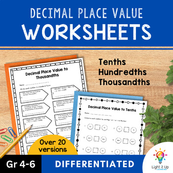 Decimal Place Value Worksheets (Tenths/Hundredths/Thousandths ...