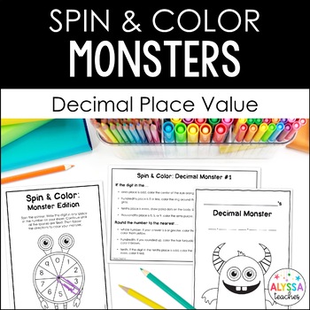 Preview of Decimal Place Value and Rounding Coloring Activity | Halloween Math