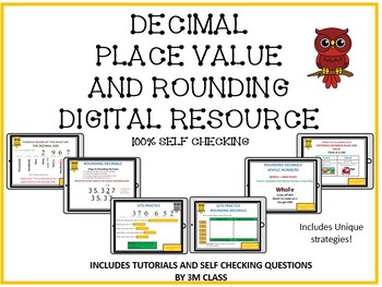 Preview of Decimal Place Value & Rounding Digital Self Checking Activities and Tutorials