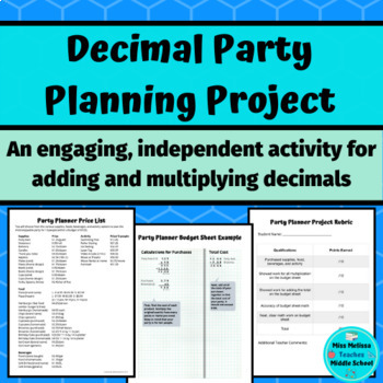 Preview of Decimal Project "Party Planning"