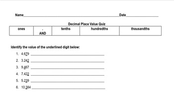 Preview of Decimal Quiz