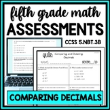 5th Grade Comparing Decimals Place Value Quiz, Review Asse