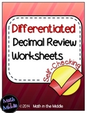 Decimal Review (All Operations) Self-Checking Worksheets -