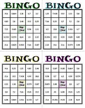 Decimal Operations Bingo - Math Review Game by Math in the Middle