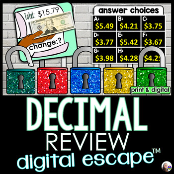 Preview of Decimal Review Digital Math Escape Room Activity
