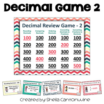 Preview of Decimal Game Part 2 with Rounding, Comparing, and Ordering Decimals