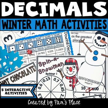 Preview of Decimals Winter Math Games Review Read Write Order Add Subtract Decimals 