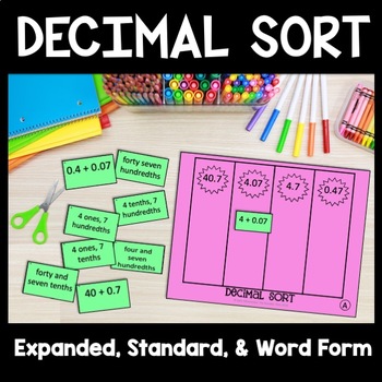 Preview of Decimal Place Value Game & Activities: Standard, Expanded, & Word Form Decimals