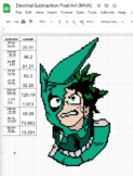 Decimal Subtraction Anime Pixel Art (My Hero Academia)