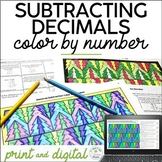 Subtracting Decimals Color by Number Print and Digital