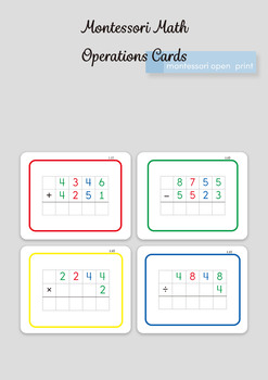 Preview of Montessori Math - Operations Cards