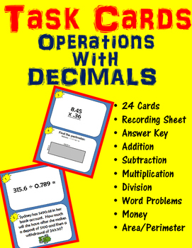 Preview of Decimal Task Cards - All Operations