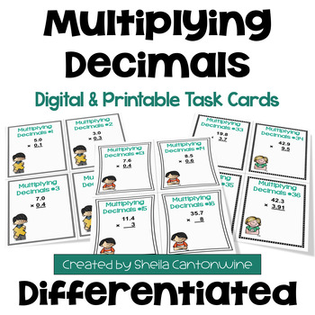 Preview of Multiplying Decimals Task Cards - Differentiated