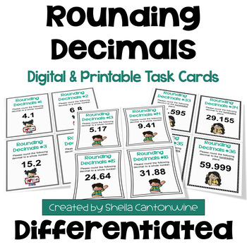 Preview of Rounding Decimals Task Cards - Differentiated