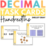 Decimal Task Cards for Hundredths, Connecting Decimals to 
