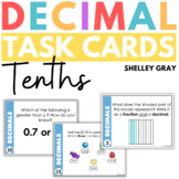 Decimal Task Cards for Tenths, Connecting Decimals to Fractions