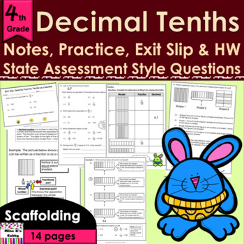 Preview of Decimal Tenths Pictures: no prep notes, CCLS practice, exit slip, HW, review