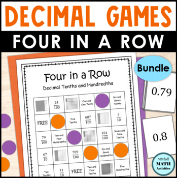Preview of Decimal Tenths and Hundredths Games BUNDLE - Four in a Row