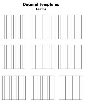 decimal tenths and hundredths grid and number line templates eureka